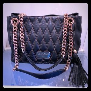 Valentino Verra D Quilted Rose Gold Tote Bag